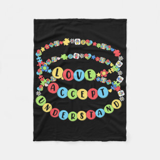 Love Accept Understand Autism Awareness Beaded Bra Fleece Blanket