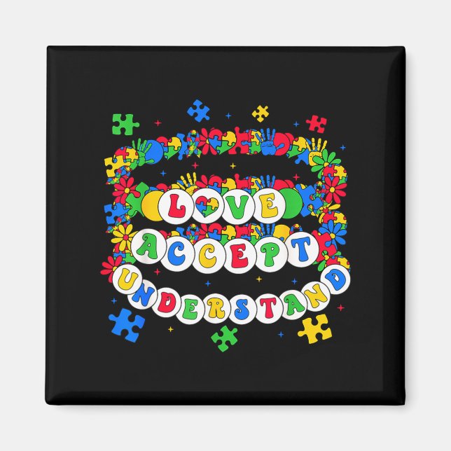 Love accept understand autism awareness day puzzle magnet (Front)