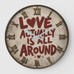Love Actually Is All Around Romantic Quote Large Clock