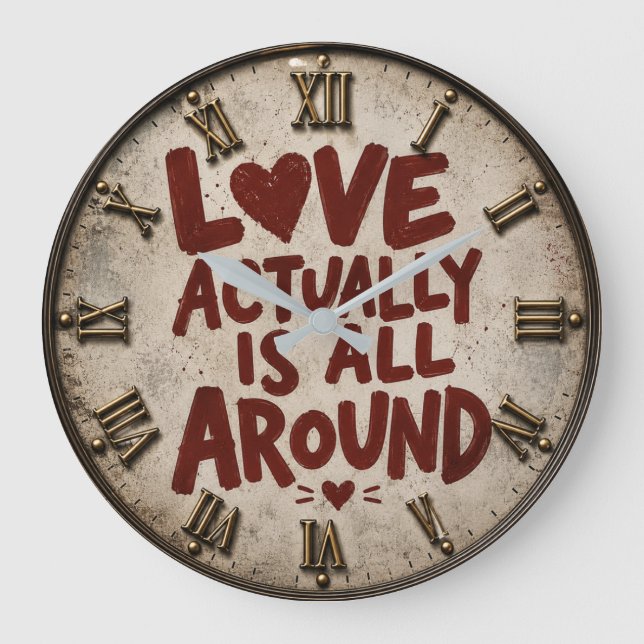Love Actually Is All Around Romantic Quote Large Clock (Front)