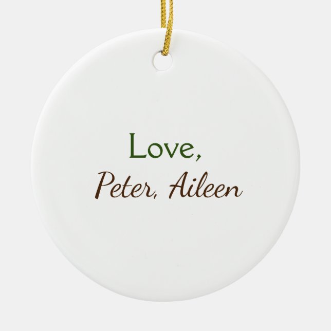 love add name simple minimal editable text rustic ceramic tree decoration (Front)