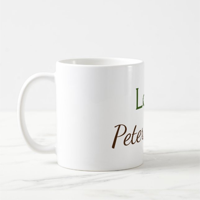 love add name simple minimal editable text rustic coffee mug (Left)