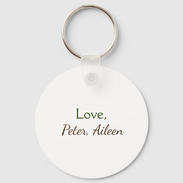 love add name simple minimal editable text rustic key ring (Front)