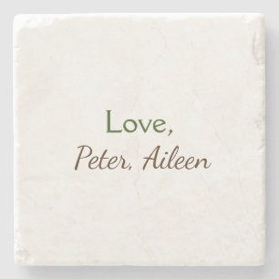 love add name simple minimal editable text rustic stone coaster
