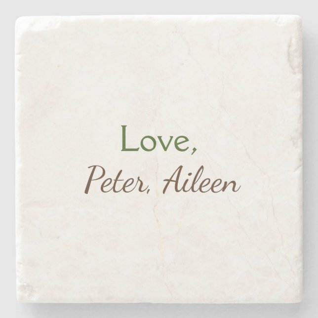 love add name simple minimal editable text rustic stone coaster (Front)