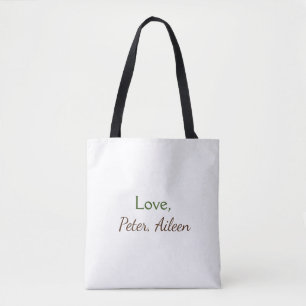 love add name simple minimal editable text rustic tote bag