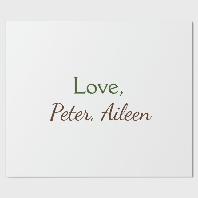 love add name simple minimal editable text rustic wrapping paper (Flat)