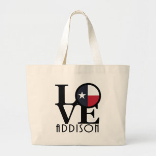 LOVE Addison Texas Large Tote Bag