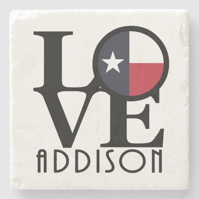 LOVE Addison Texas Stone Coaster (Front)