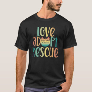 Love Adopt Rescue Cat Mama Foster Cat Mum Retro Ca T-Shirt