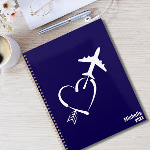 Love & Adventure, Heart with Arrow & Aeroplane,Blu Planner