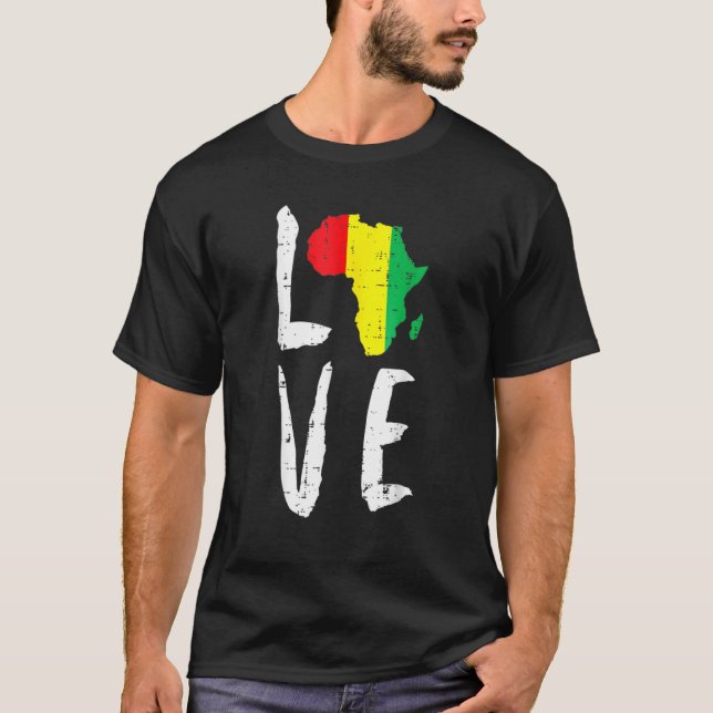 Love Africa Black History Month African American M T-Shirt (Front)
