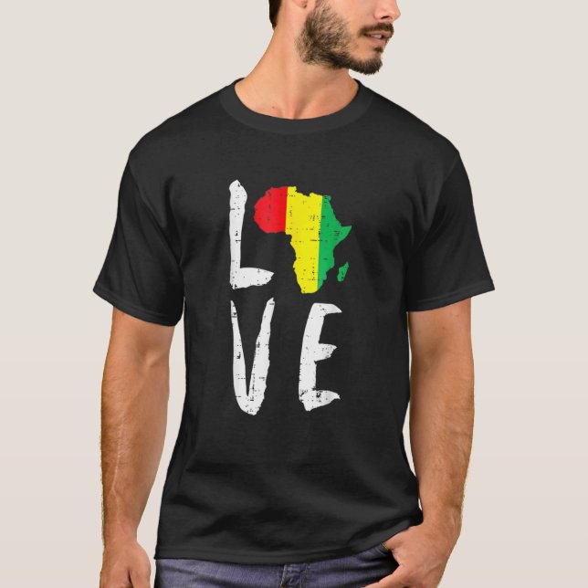 Love Africa Black History Month African American M T-Shirt (Front)