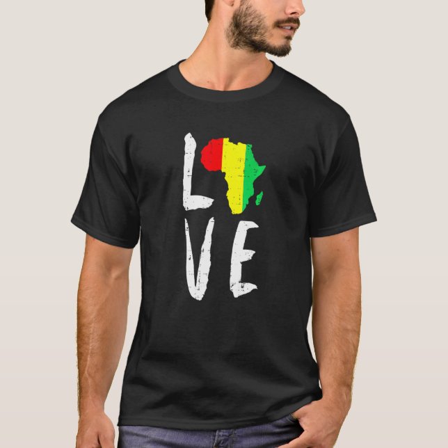 Love Africa Black History Month African American M T-Shirt (Front)