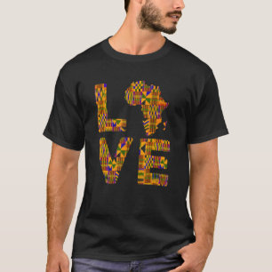 Love Africa Map Kente Print for African American P T-Shirt