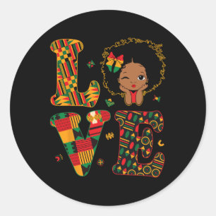 Love African Kente Toddler Girls Black History Mon Classic Round Sticker