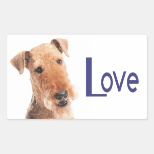 Love Airedale Terrier Puppy Dog Sticker / Label