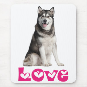 Love Alaskan Malamute Puppy Dog Mousepad