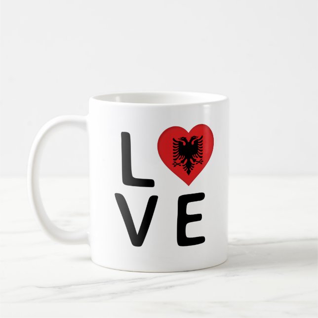 Love - Albania Flag Coffee Mug (Left)