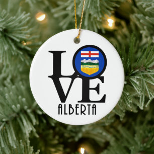 LOVE Alberta Canada Ceramic Tree Decoration