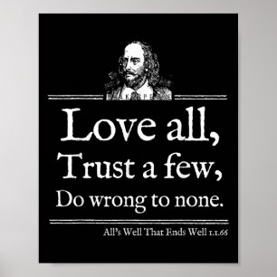 Love All Shakespeare Quote Shirt Theater Literatur Poster