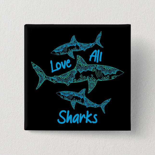 Love All Sharks 15 Cm Square Badge (Front)