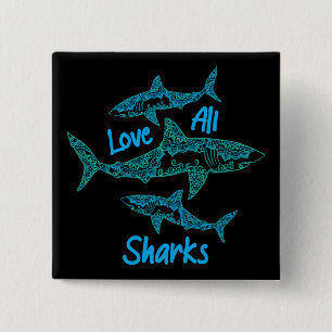 Love All Sharks 15 Cm Square Badge