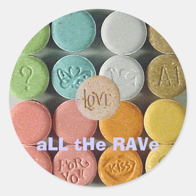 "Love" aLL tHE RAVe Classic Round Sticker (Front)