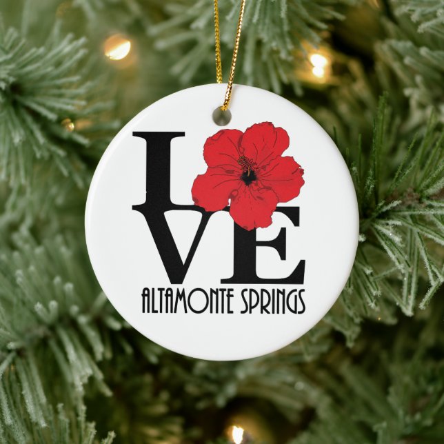 LOVE Altamonte Springs Red Hibiscus Ceramic Tree Decoration (Tree)