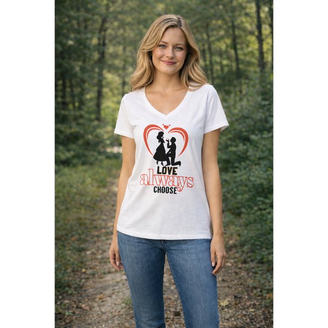 💖 Love Always Choose Women's Basic V-Neck T-Shirt (Creator Uploaded)