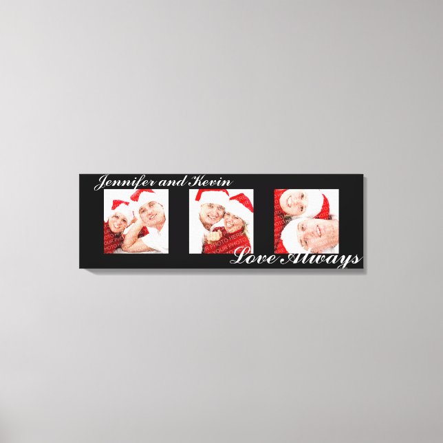 Love Always custom triptych photo art black canvas Print (Front)