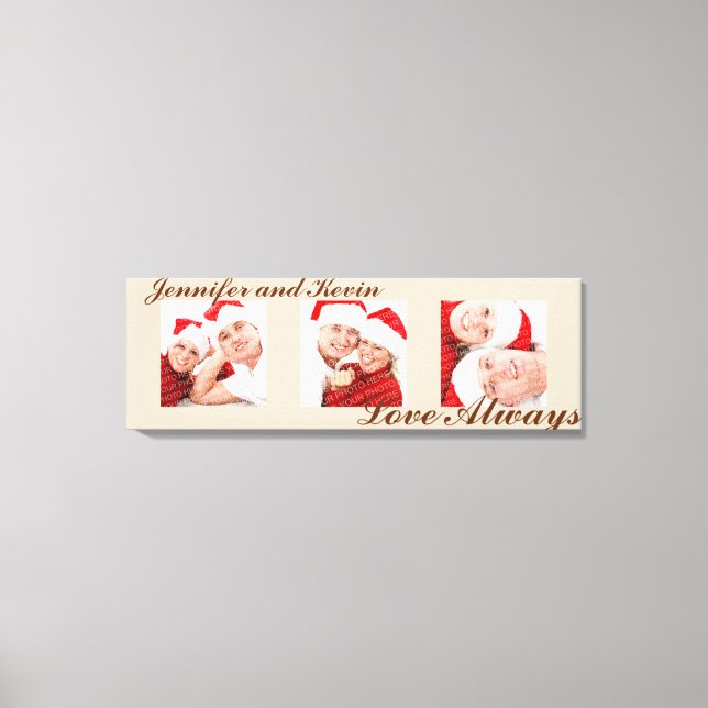 Love Always custom triptych photo art taupe canvas (Front)