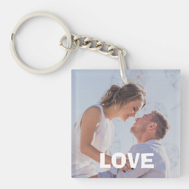 Love Always & Forever Personalised Photo Keychain (Front)