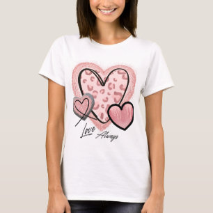 Love Always Pink Glam Hearts Chic Valentine Day  T-Shirt