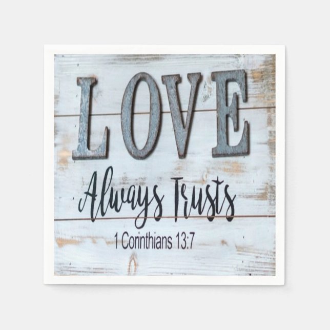 Love Always Trusts Rustic Metal Napkin (Front)