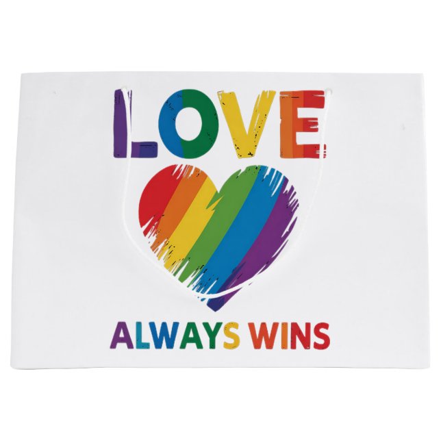 Love Always Win LGBT Large Gift Bag (Front)