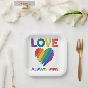 Love Always Win LGBT Paper Plate