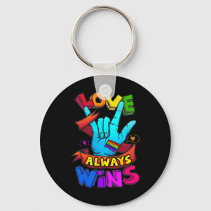 Love Always Wins Asl Deaf Awareness Gay Pride Lgbt Key Ring