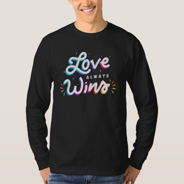 Love Always Wins Asl Deaf Awareness Gay Pride Lgbt T-Shirt (Front)