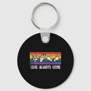 Love Always Wins ASL Deaf Awareness LGBT Gay Pride Key Ring