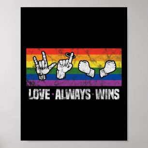 Love Always Wins Asl Deaf Awareness Lgbt Gay Pride Poster