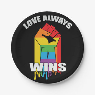 Love Always Wins Gay LGBT Paper Plate