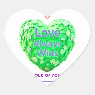 Love Always Wins – Inspirational Green Heart Motiv Sticker