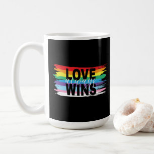 LOVE always WINS, LGBTQIA Pride Flag Coffee Mug