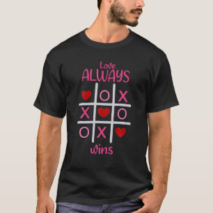 Love Always Wins Tic-Tac-Toe Red Heart Valentine's T-Shirt