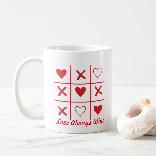 Love Always Wins Valentin's day T-Shirt Coffee Mug (With Donut)
