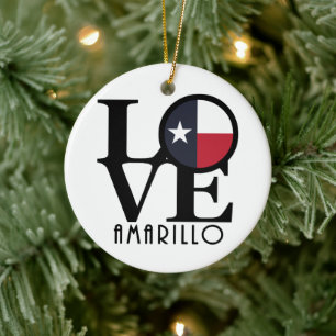 LOVE Amarillo Texas Ceramic Tree Decoration