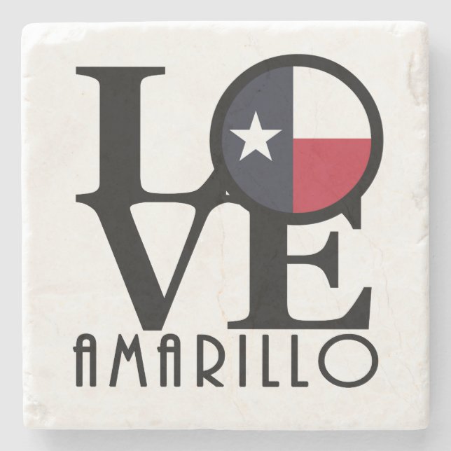 LOVE Amarillo Texas Stone Coaster (Front)