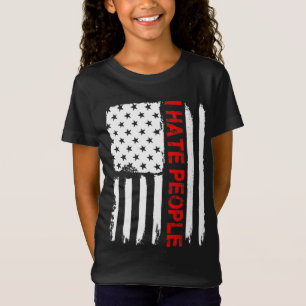 Love America I Hate People Funny USA Flag Gift T-Shirt