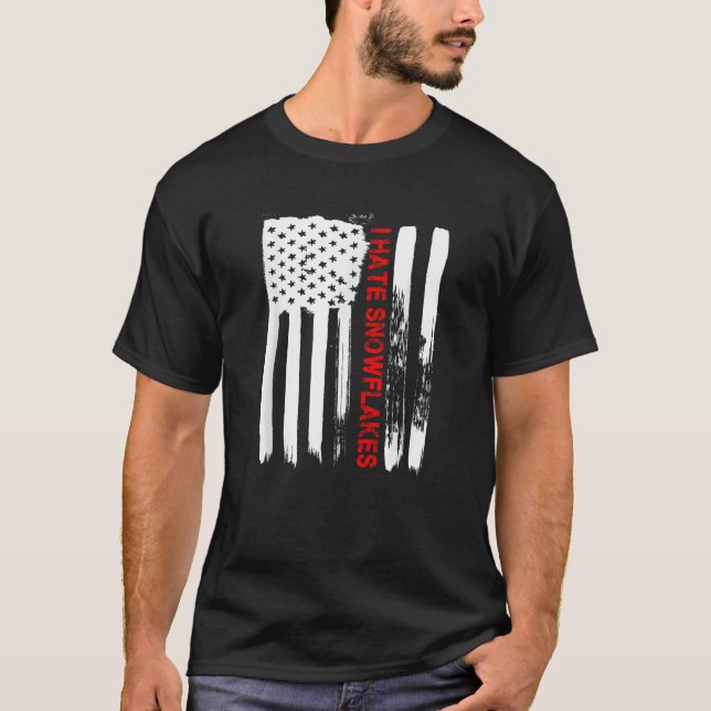 Love America I Hate Snowflakes Funny USA Flag Gift T-Shirt (Front)